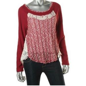 Almost Famous Crimson & Lace Hi/Lo Sweater NWT
